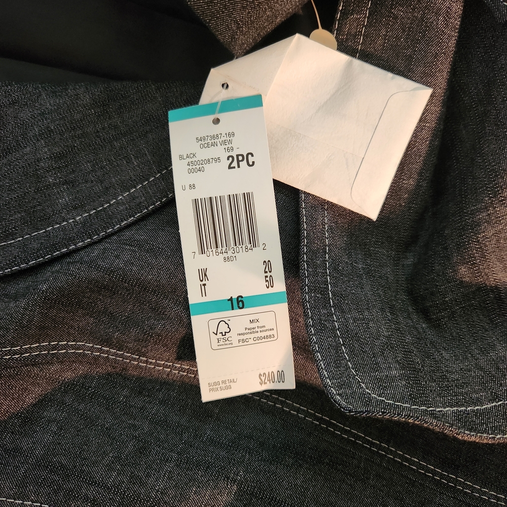 Kasper Women's Charcoal Denim Pantsuit Size 16 Business White Topstitch NWT - Picture 16 of 16